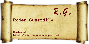Roder Gusztáv névjegykártya
