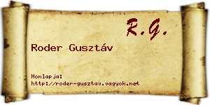 Roder Gusztáv névjegykártya